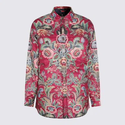 Etro Collared Neck Floral Pattern Long Sleeves In Pink