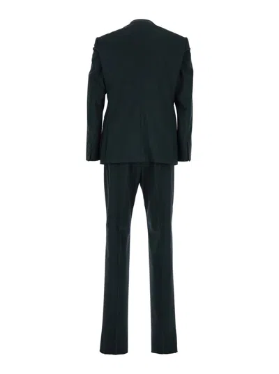 Emporio Armani Grey Single-breasted Suit With Notched Revers In Blue