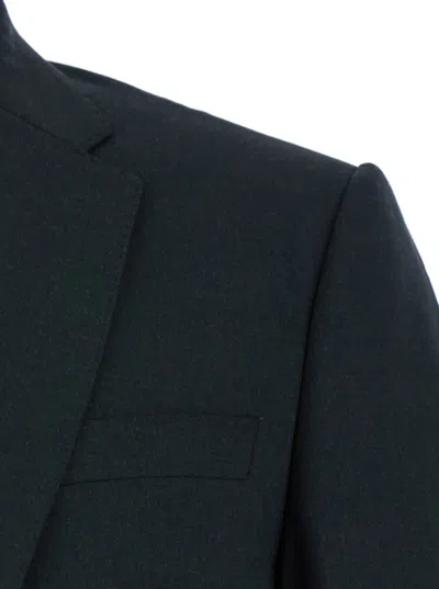 Emporio Armani Grey Single-breasted Suit With Notched Revers In Blue