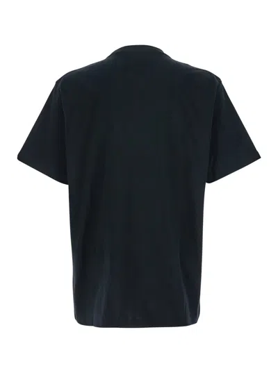 Jw Anderson Black Crewneck T-shirt With Logo Lettering Embroidery On The Front In Cotton Man In Black
