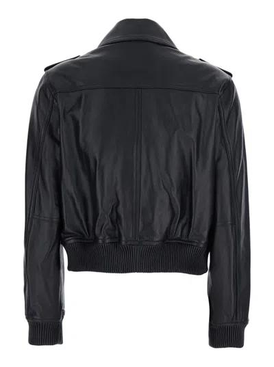 Michael Kors Leather Blouson In Black