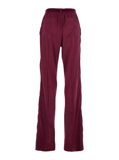 Tom Ford Fuchsia Pants With Elastic Waist With Logo Lettering In Silk Stretch Woman In Burgundy