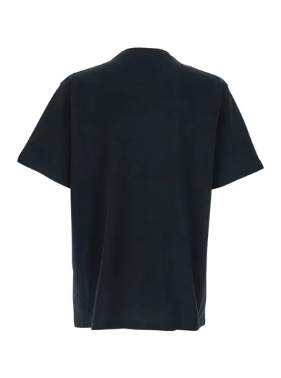 Jw Anderson Black Crewneck T-shirt With Anchor Embroidery On The Front In Cotton Man In Black