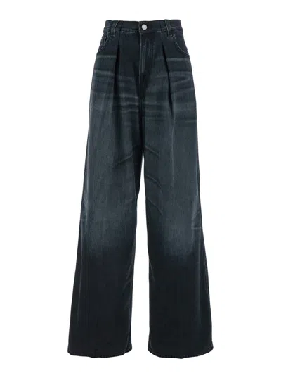Haikure Black Jeans With Belt Loops And Logo Patch On The Rear