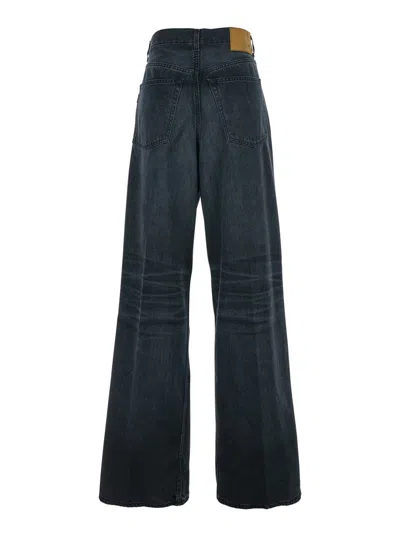 Haikure Black Jeans With Belt Loops And Logo Patch On The Rear