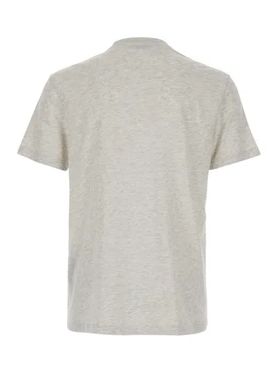 Tom Ford White Crewneck T-shirt With Tf Embroidery In Lyocell And Cotton Blend Man In Gray