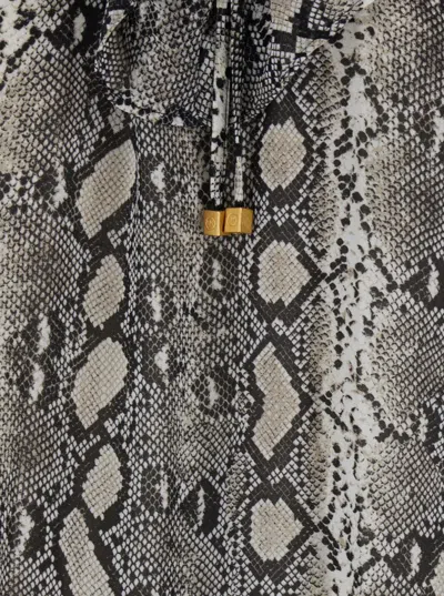 Michael Kors Snake Ls Ruffle Mini Drs In Gray