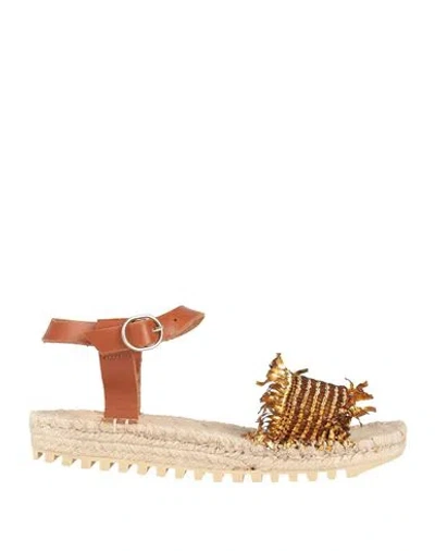 Baltarini Woman Espadrilles Gold Size 8 Leather