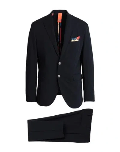 Bharnaba Man Suit Midnight Blue Size 48 Polyester, Viscose, Elastane In Black