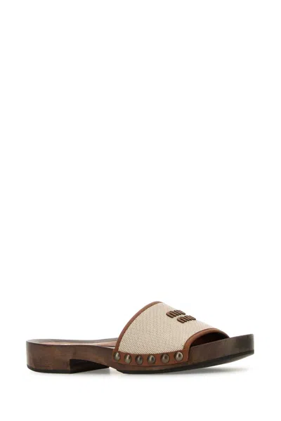 Miu Miu Two-tone Canvas Clogs