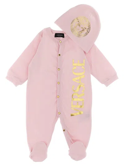 Versace Cotton Baby Set In Pink
