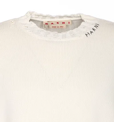 Marni Drawstring Crewneck Distressed Sweater