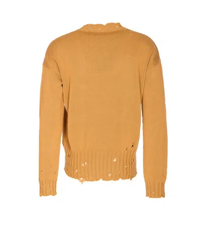 Marni Distressed Long Sleeve Ruffled Neckline Sweater