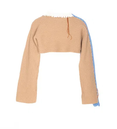 Marni Women Bicolor Cropped Sweater With Stitching
