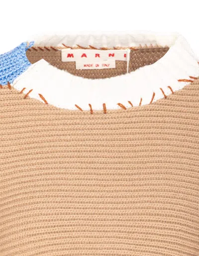Marni Women Bicolor Cropped Sweater With Stitching