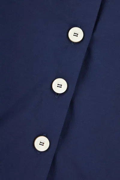 Malo Shirts With Collared Neck And High-low Hem In Blue