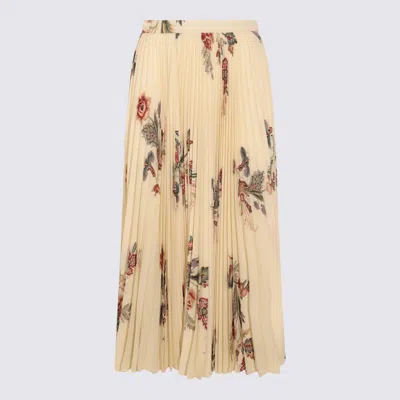 Etro Pleated Floral-print Skirt In Yellow