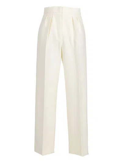 Max Mara Verbano Slim-fit Stretch-wool Trousers In White