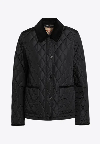 Burberry Check Lining Quilted Nylon Dorset Jacket In Black