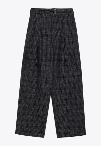 Burberry Checked Straight-leg Jeans In Black