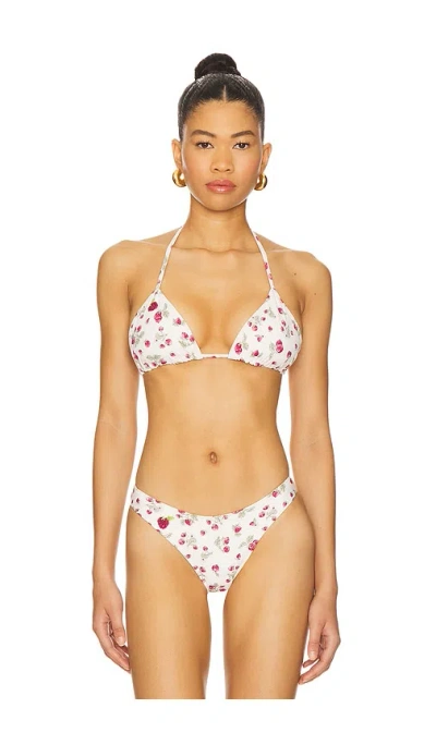 Frankies Bikinis Nick Beaded Bikini Top In White