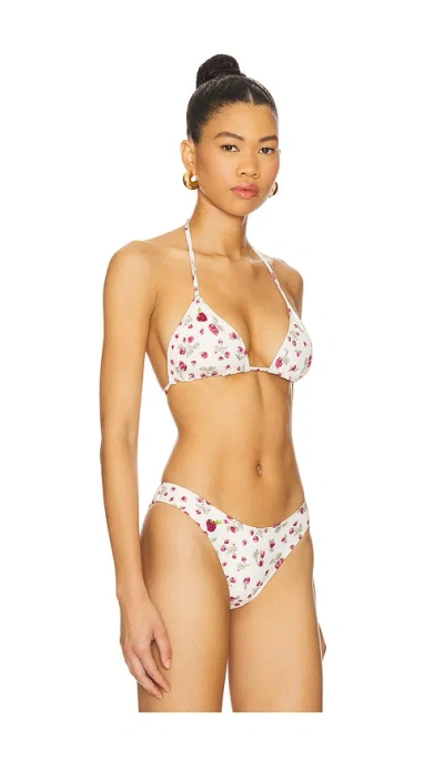 Frankies Bikinis Nick Beaded Bikini Top In White
