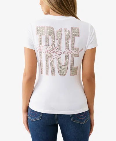 True Religion Embellished Logo Graphic T-shirt In White