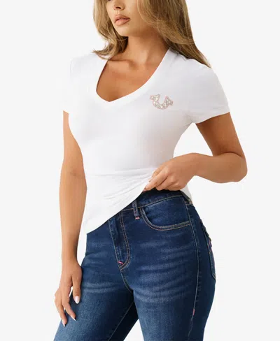 True Religion Embellished Logo Graphic T-shirt In White