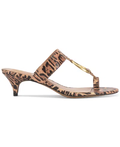 Vince Camuto Women's Kimena Toe-loop Kitten-heel Sandals In Brown