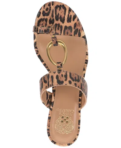 Vince Camuto Women's Kimena Toe-loop Kitten-heel Sandals In Brown