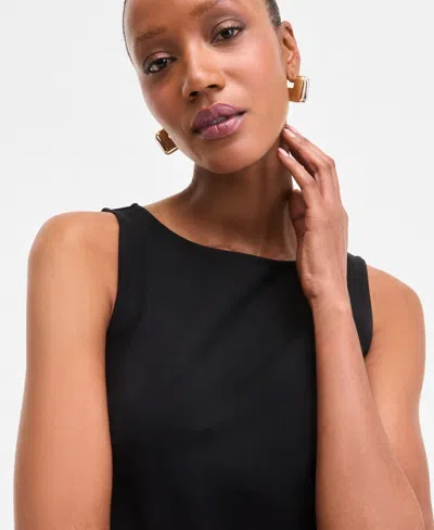 Inc International Concepts Women's Mixed-media Bubble-hem Midi Dress, Exclusively At Macy's In Black