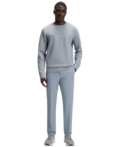 Hugo Boss Boss By  Men's Stretch-cotton Logo Sweatshirt In Gray
