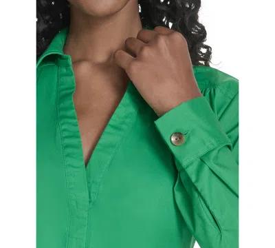 Calvin Klein Women's V-neck Long-sleeve A-line Dress In Green