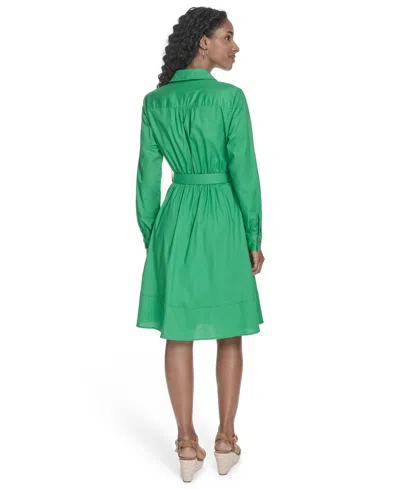 Calvin Klein Women's V-neck Long-sleeve A-line Dress In Green