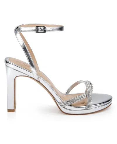 Jewel Badgley Mischka Fila Ankle Strap Platform Sandal In Silver