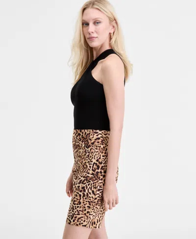 Inc International Concepts Women's Animal-print Pull-on Bermuda Shorts, Exclusively At Macy's In Brown