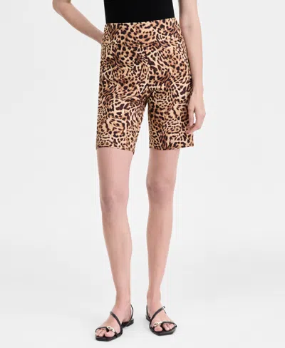 Inc International Concepts Women's Animal-print Pull-on Bermuda Shorts, Exclusively At Macy's In Brown