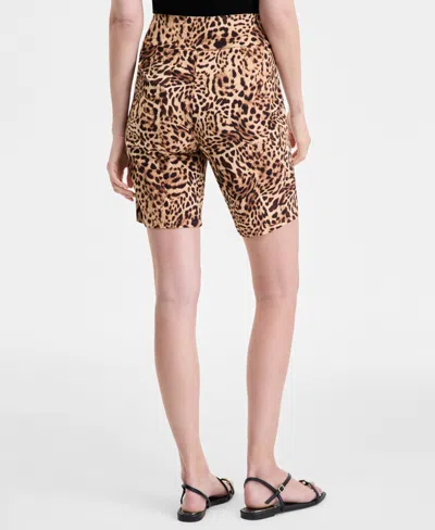 Inc International Concepts Women's Animal-print Pull-on Bermuda Shorts, Exclusively At Macy's In Brown