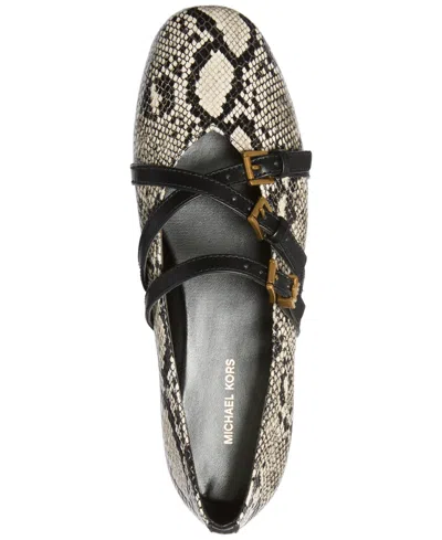 Michael Kors Indy Snake Embossed Leather Ballet Flat In Animal Print