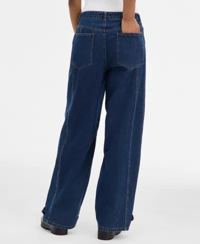 Steve Madden Women's Tre Denim Mid-rise Wide-leg Jeans In Blue