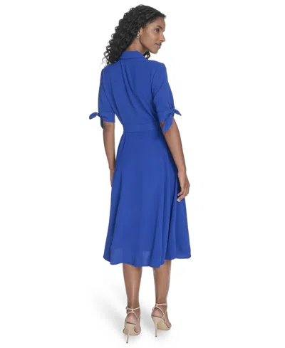 Calvin Klein Women's Short-sleeve Midi Shirtdress In Blue