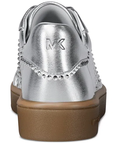 Michael Kors Scotty Embellished Metallic Leather Sneaker In Metallic