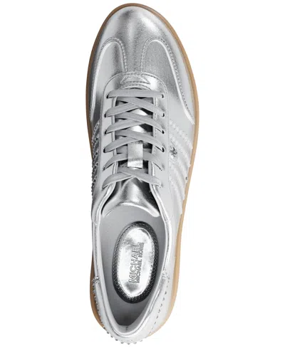 Michael Kors Scotty Embellished Metallic Leather Sneaker In Metallic