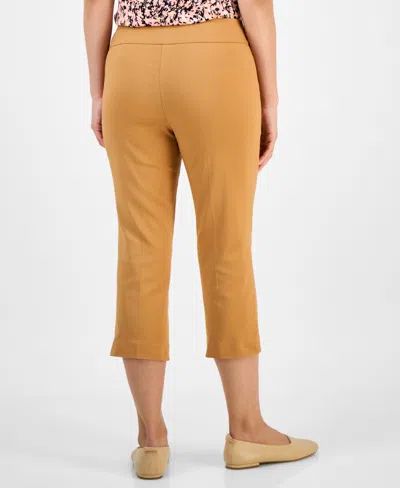 Jm Collection Petite Rivet-detail Capri Pants, Created For Macy's In Brown