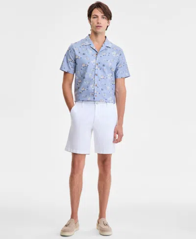 Nautica Mens Classic Fit Printed Button Down Camp Shirt Classic Fit Stretch Flat Front 8 1 2 Chino Deck Shor In Blue