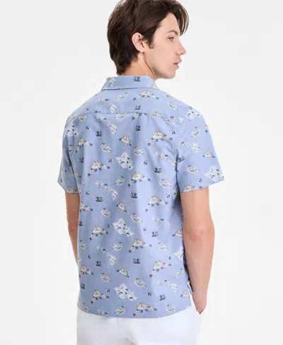 Nautica Mens Classic Fit Printed Button Down Camp Shirt Classic Fit Stretch Flat Front 8 1 2 Chino Deck Shor In Blue
