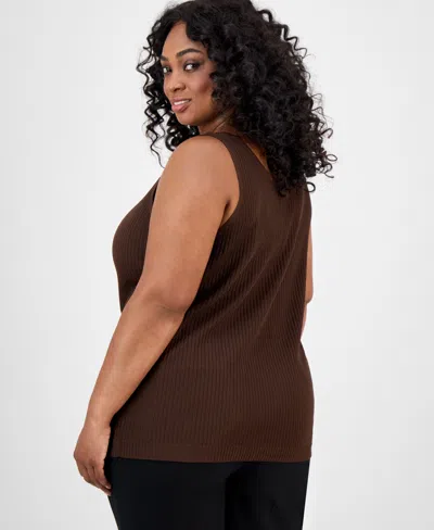 Jones New York Plus Size Sutton Ribbed-knit Tank Top In Burgundy