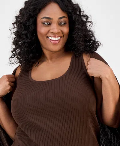 Jones New York Plus Size Sutton Ribbed-knit Tank Top In Burgundy