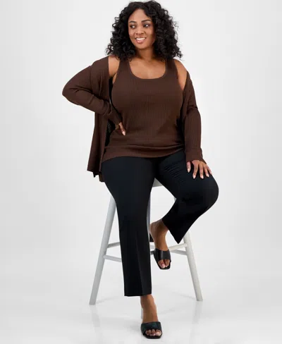 Jones New York Plus Size Sutton Ribbed-knit Tank Top In Burgundy