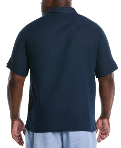 Cubavera Men's Big & Tall Classic-fit L-shape Embroidered Button-down Shirt In Black